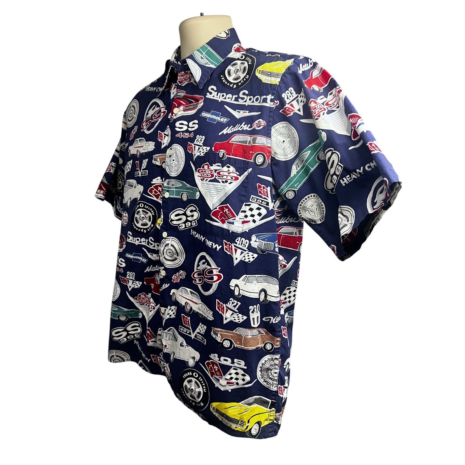 Reyn Spooner Chevy Cars Hawaiian Button Up Shirt Pocket S