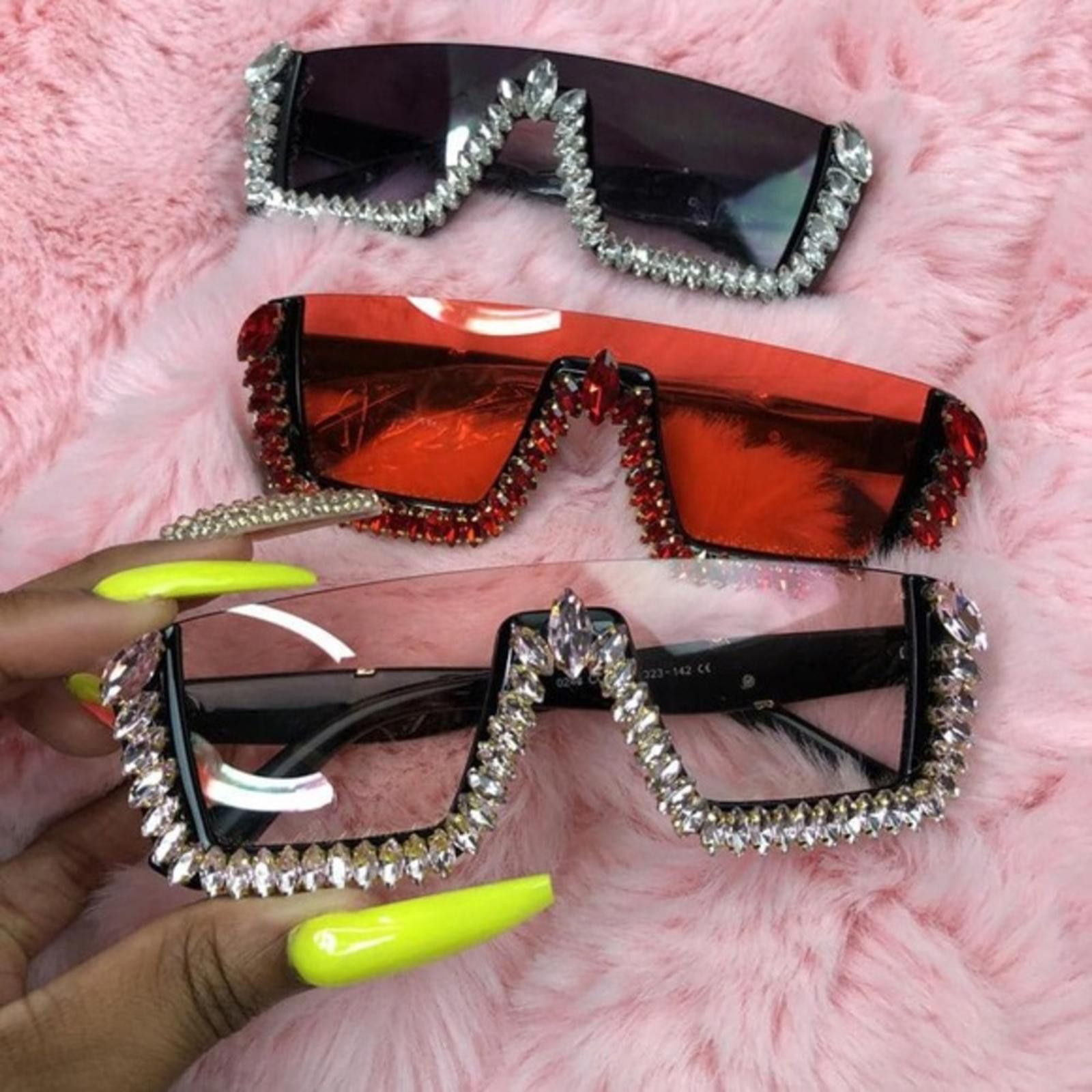 Dior ✨Diamond Shield Sunglasses | Festival / Glam / Y2K Size ONE SIZE - 1 Thumbnail