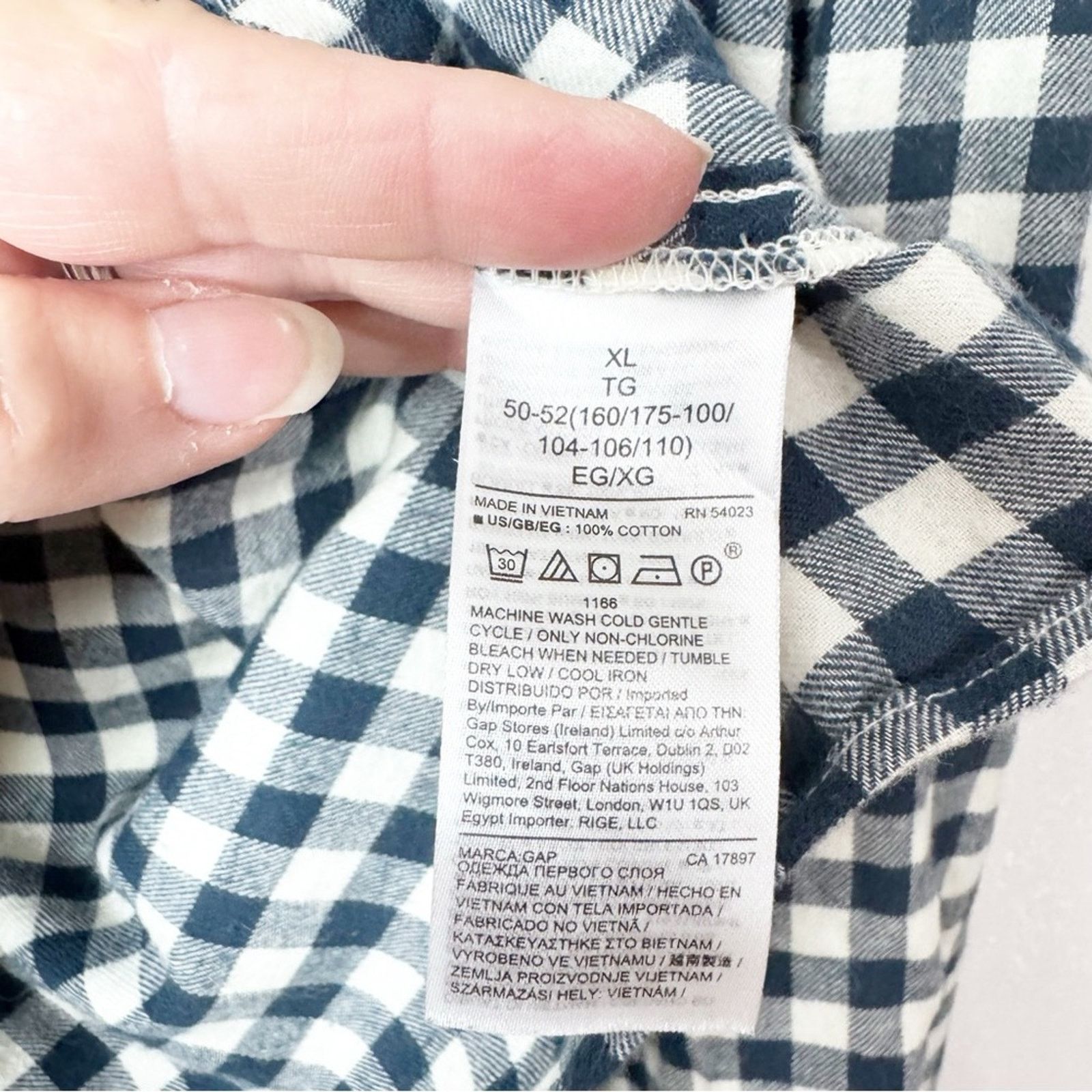 Gap GAP Blue & White Check Button Front Blouse Women's Size XL Size XL / US 12-14 / IT 48-50 - 4 Thumbnail