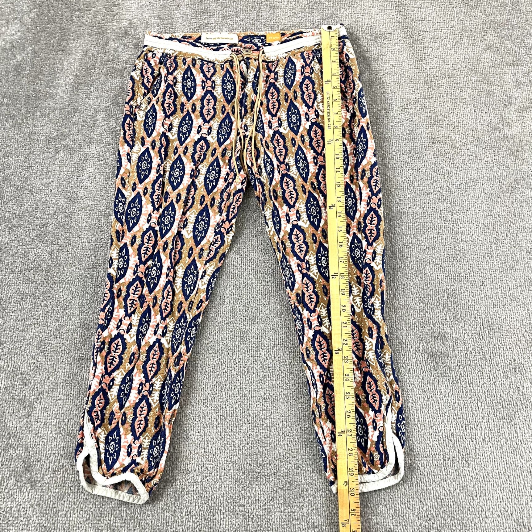Anthropologie ANTHROPOLOGIE PILCRO and the LETTERPRESS Pants Womens 27 Paz Ikat Cropped Flowy Size 27" / US 4 / IT 40 - 2 Thumbnail