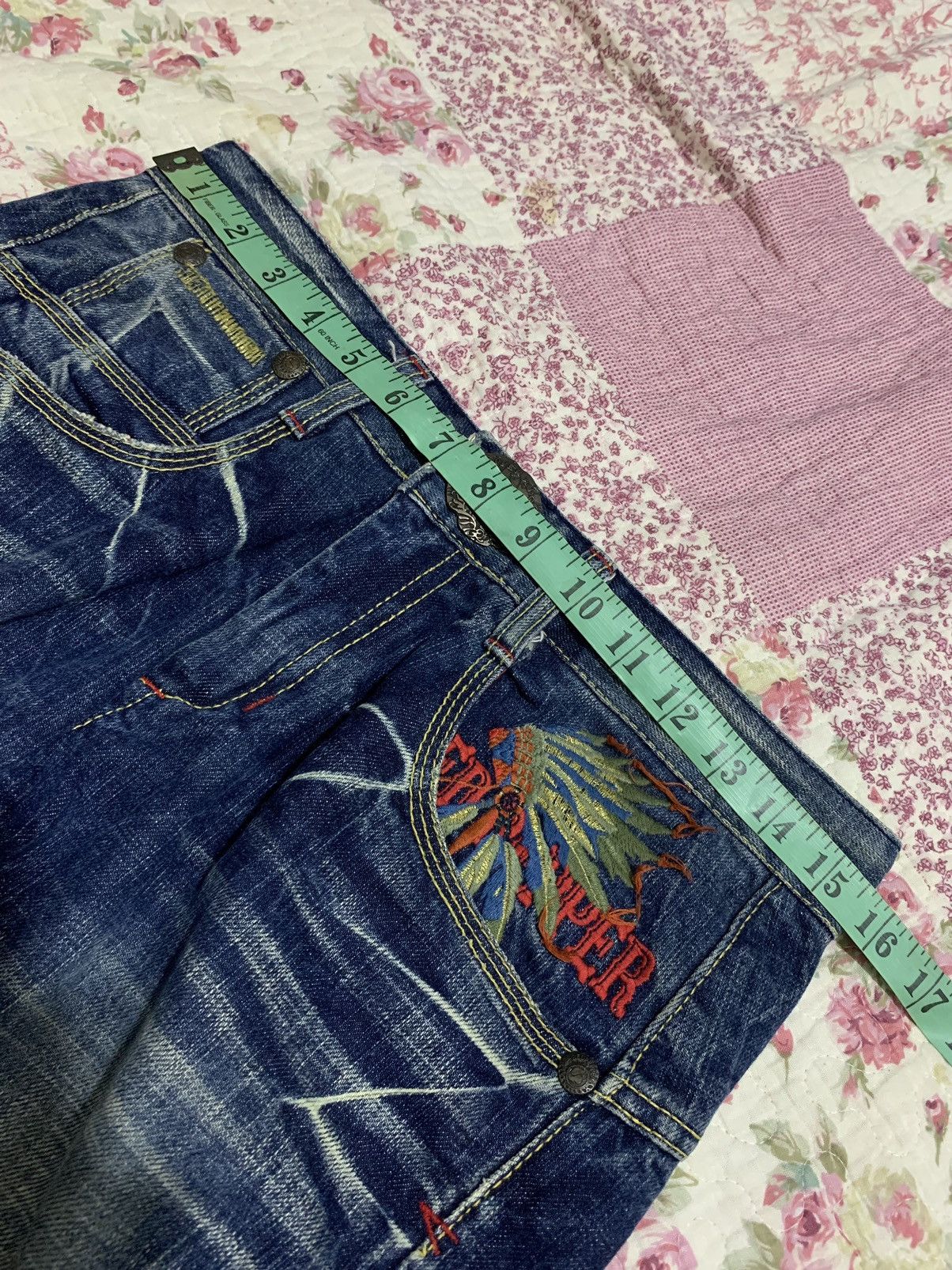 Japanese Brand Red Pepper denim pant red indian design distressed Size 31" - 15 Thumbnail