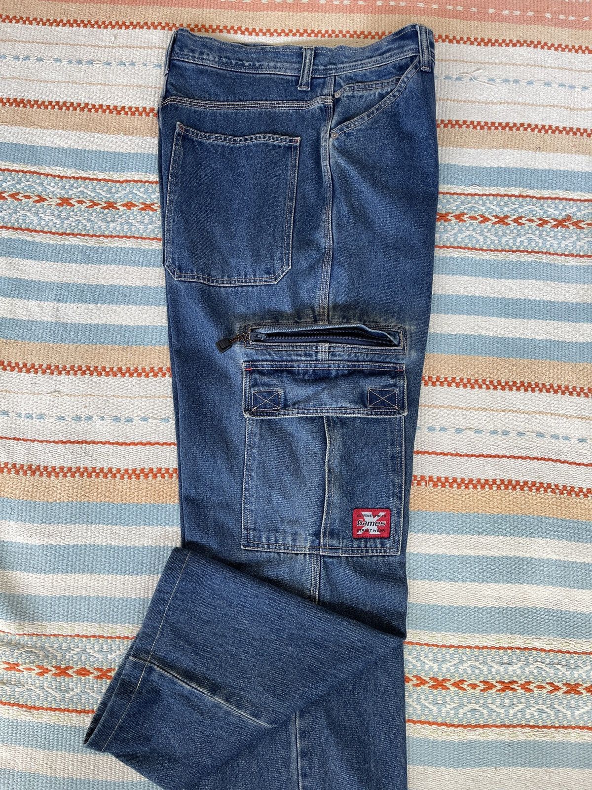 JNCO RARE‼️Vintage’90s🔥X Games🔥Baggy Cargo Jeans Size US 35 - 5 Thumbnail
