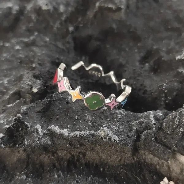 Hypebeast × Jewelry Star Four-Leaf Clover Simple Adjustable Ring Size ONE SIZE - 3 Thumbnail