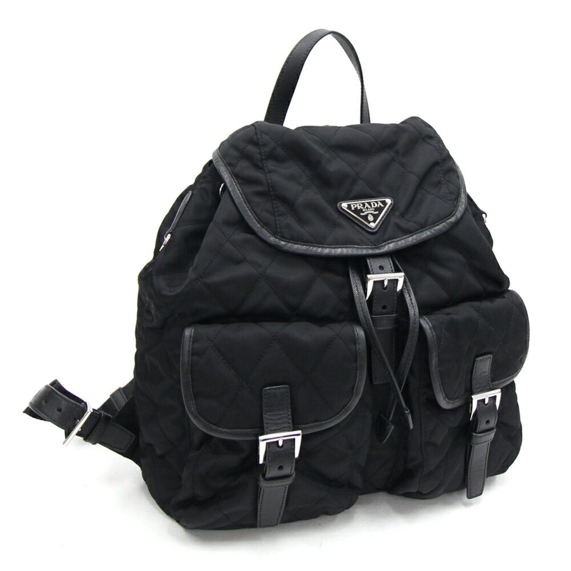 image of Prada Backpack 1Bz811 Black Nylon Leather Rucksack Quilted Ladies, Women's