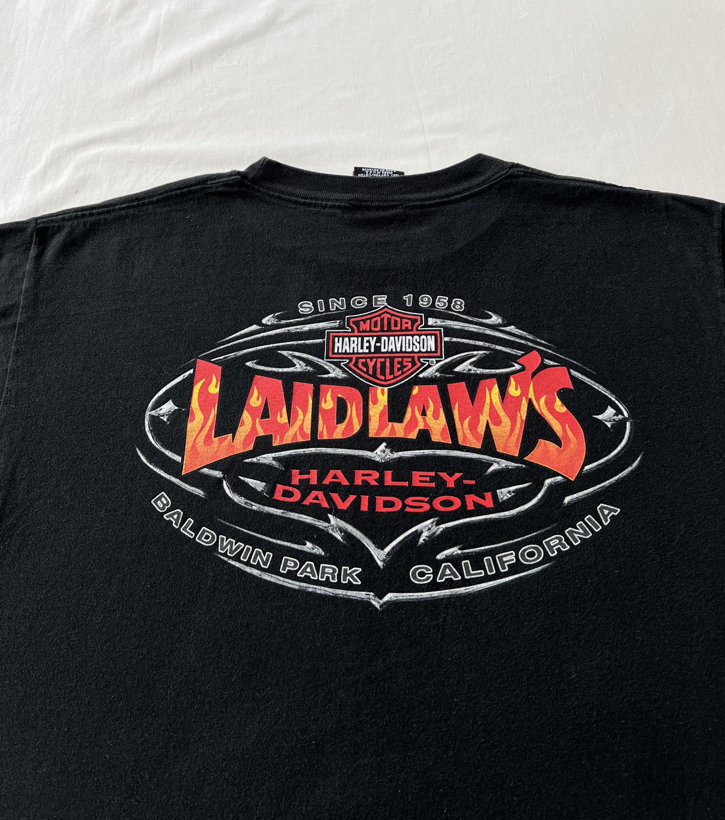 Harley Davidson Vintage 2000s Harley Davidson Eagle Skull Fire Flame T-shirt Size US L / EU 52-54 / 3 - 13 Thumbnail