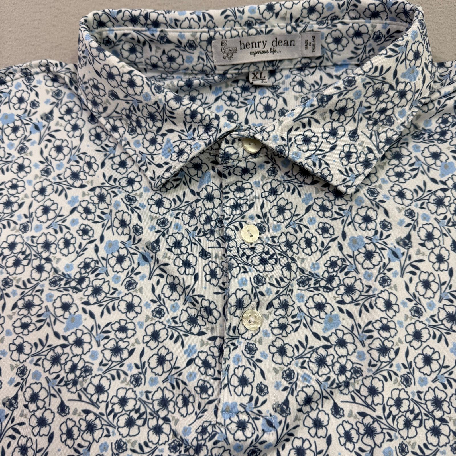Other Henry Dean Sleepy Floral Print Performance Knit Polo Shirt Size US XL / EU 56 / 4 - 3 Thumbnail