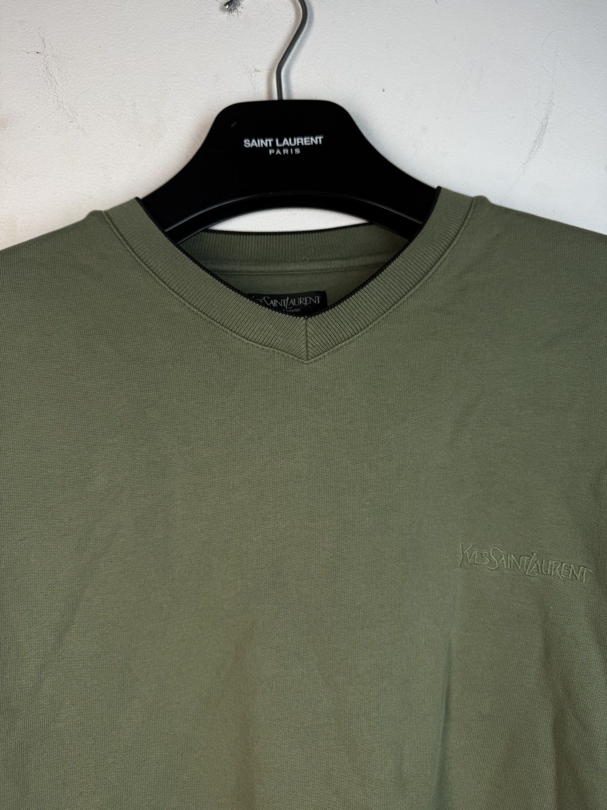 Yves Saint Laurent Green 90s YSL Sweatshirt V-Neck YSL Sweater Size US L / EU 52-54 / 3 - 10 Thumbnail