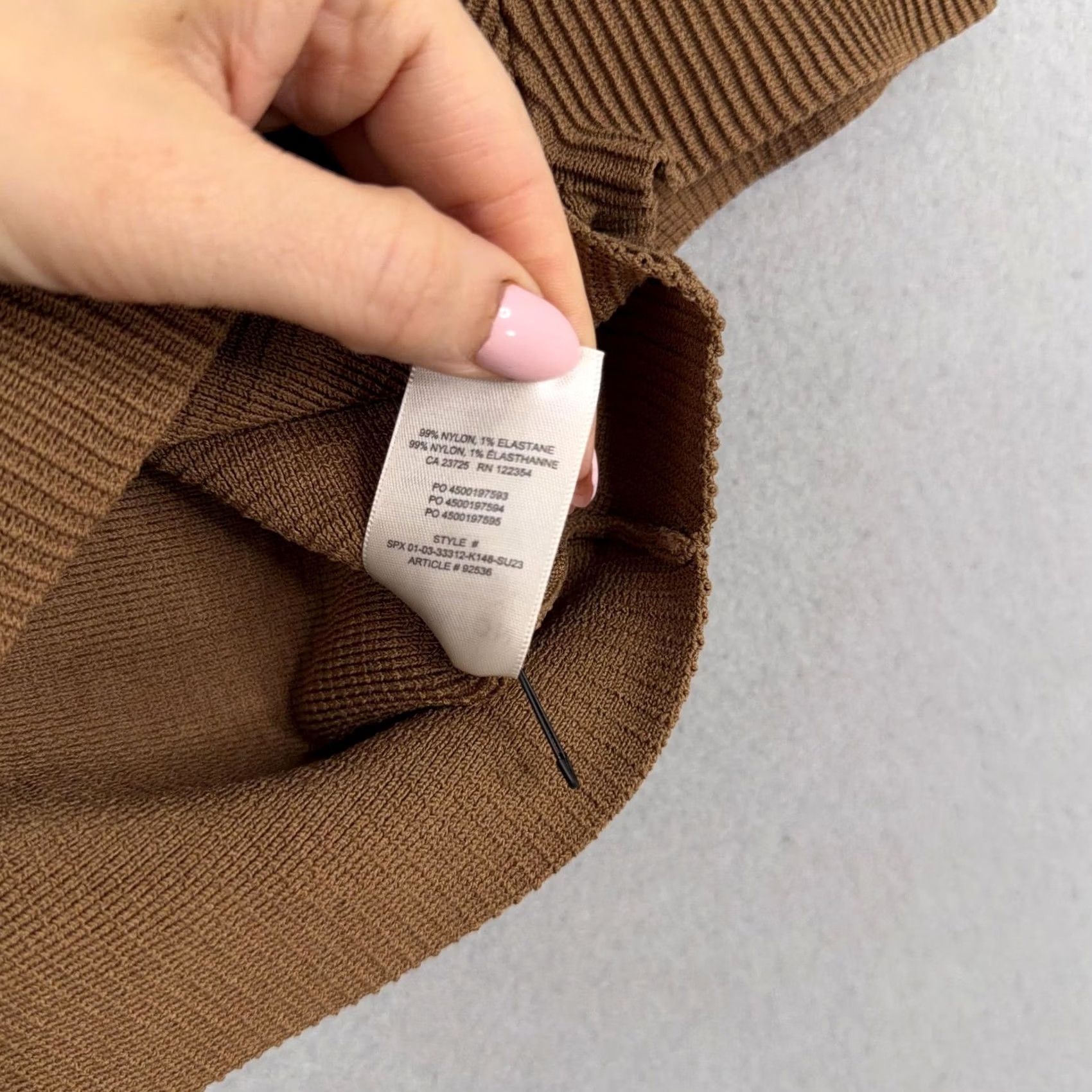 Vintage Babaton Shirt Womens Medium Brown Ribbed Square Neck Cropped Stretch Knit Top Size M / US 6-8 / IT 42-44 - 4 Thumbnail