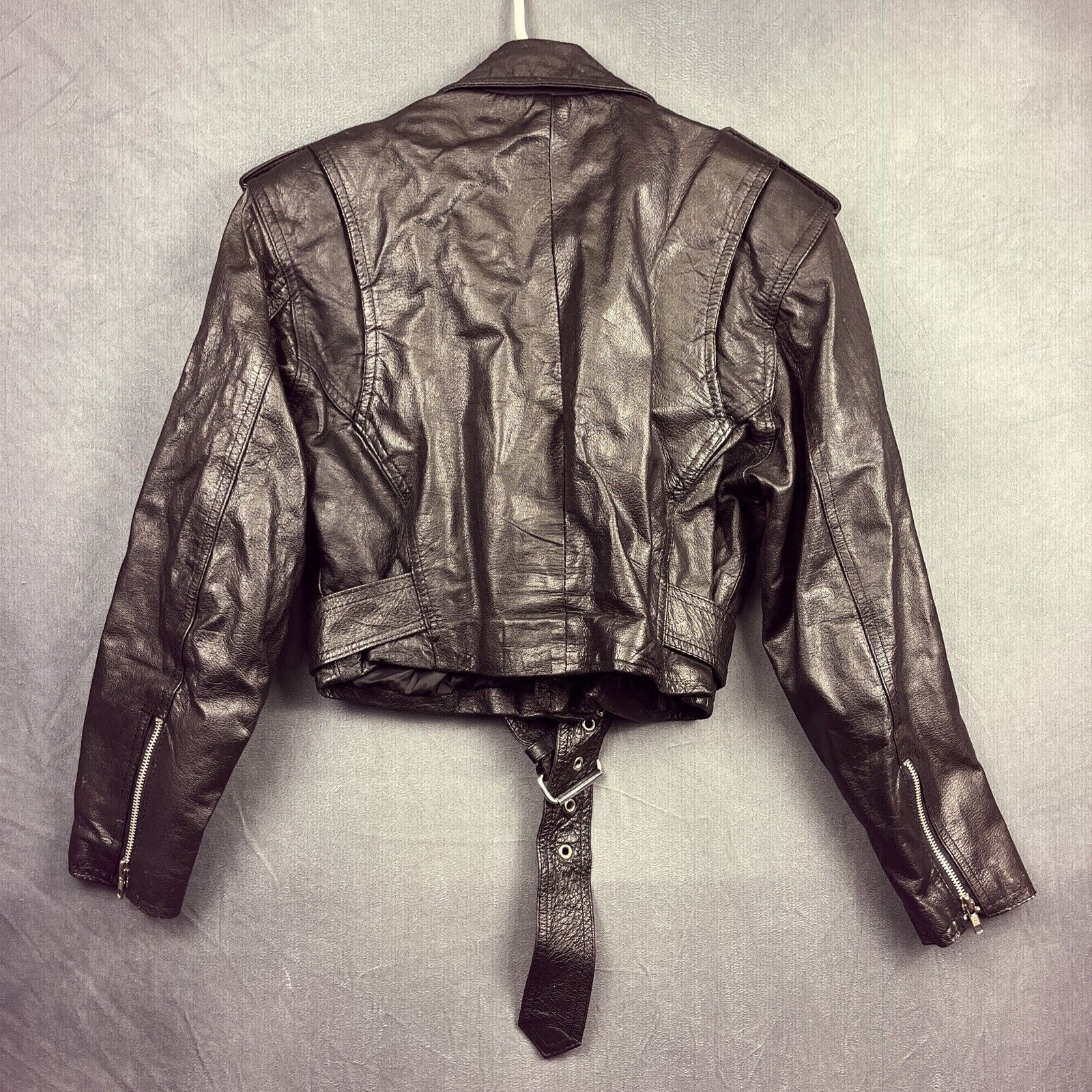Wilsons Leather Vintage Wilsons Leather Moto Biker Cropped Jacket Medium Size M / US 6-8 / IT 42-44 - 14 Thumbnail