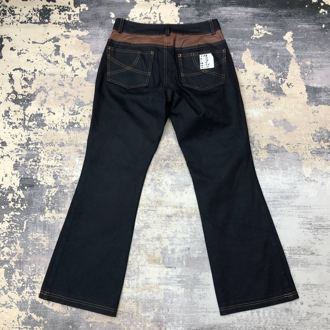Other P158 DENIM x LEATHER FLARED JEANS Size 30" / US 8 / IT 44 - 1 Thumbnail