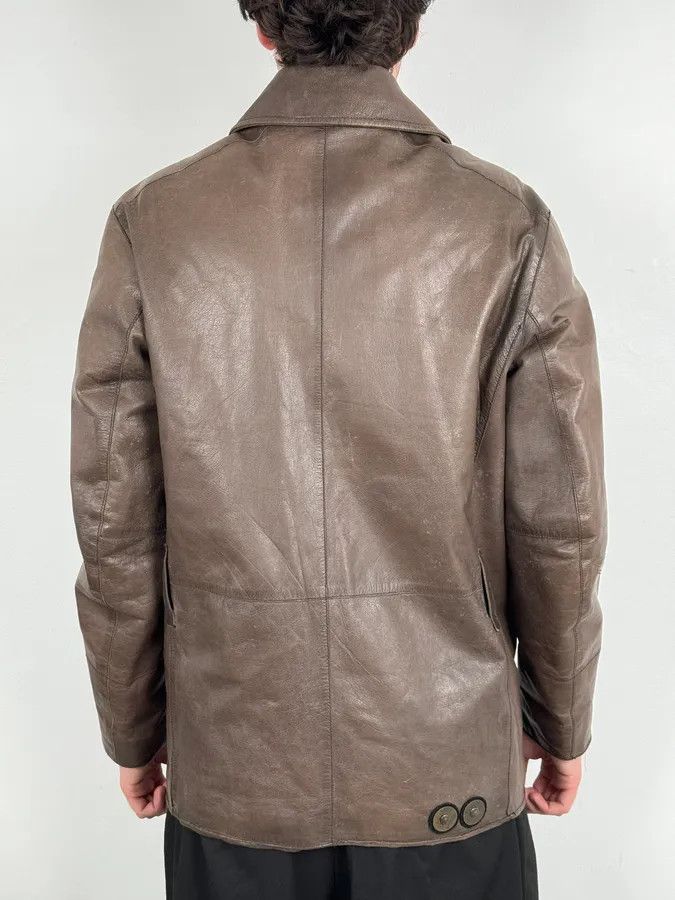 Prada 2000s Prada Brown Avant-Garde Leather Asymmetrical Jacket Size US M / EU 48-50 / 2 - 2 Thumbnail