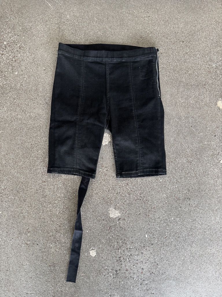 Rick Owens high waisted waxed denim shorts Size 29" - 1 Thumbnail