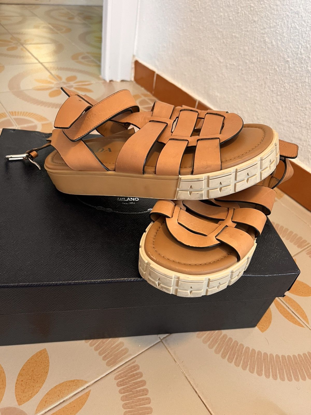 Prada Gently Used Prada Mens Gladiator Sandal Platform Size US 8 / EU 41 - 2 Thumbnail