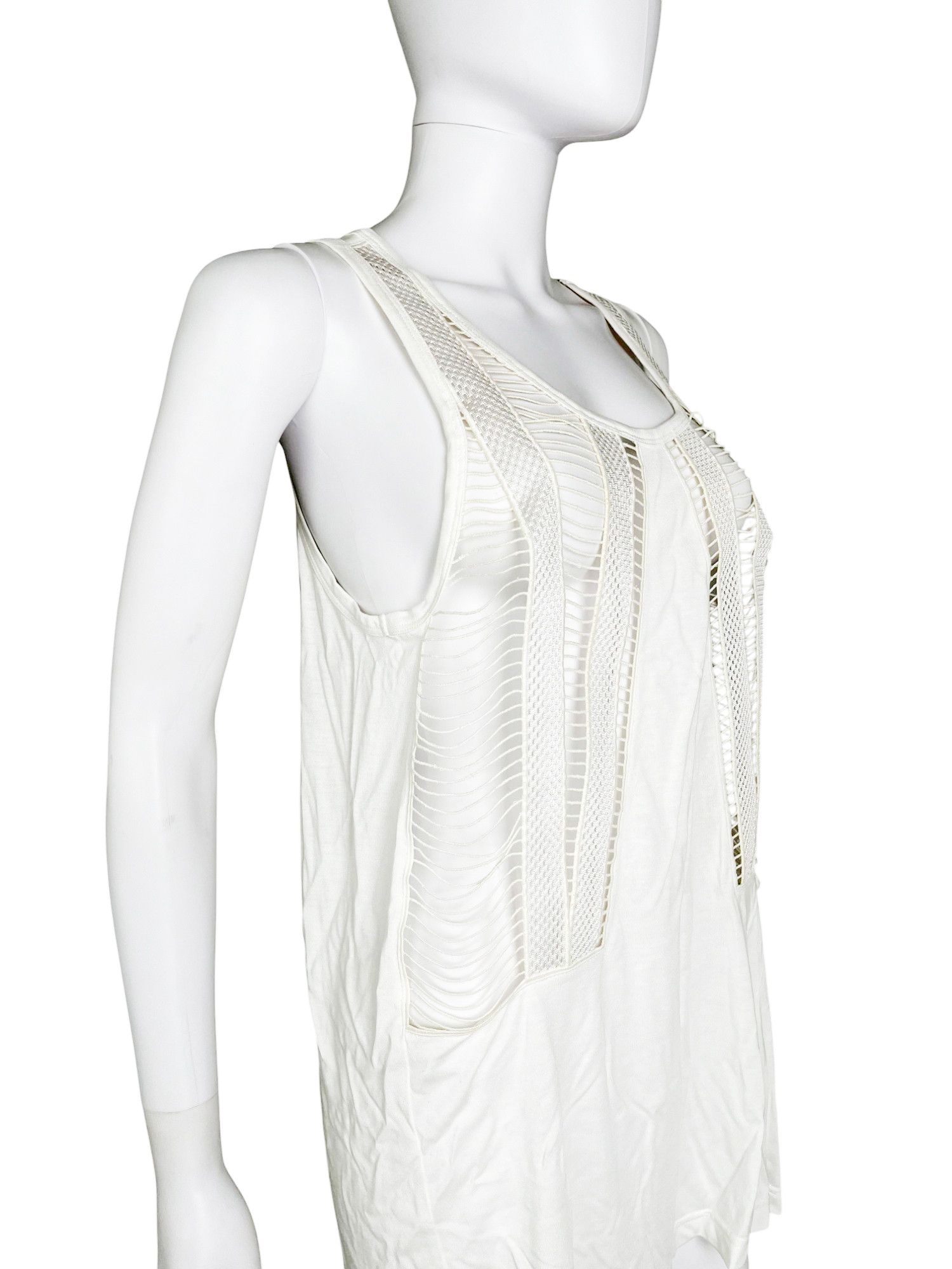 Givenchy by Riccardo Tisci 2000's Intarsia Embroidered White Tank Top Size M / US 6-8 / IT 42-44 - 5 Thumbnail