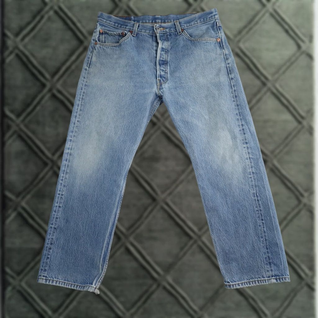 Levi's Levi's 501 Jeans Mens 36 (36X26) Light Blue Straight Vintage Denim Cotton 5-Pocket 501 Series Regular Rise Mid Jeans Mens Size US 36 / EU 52 - 1 Thumbnail