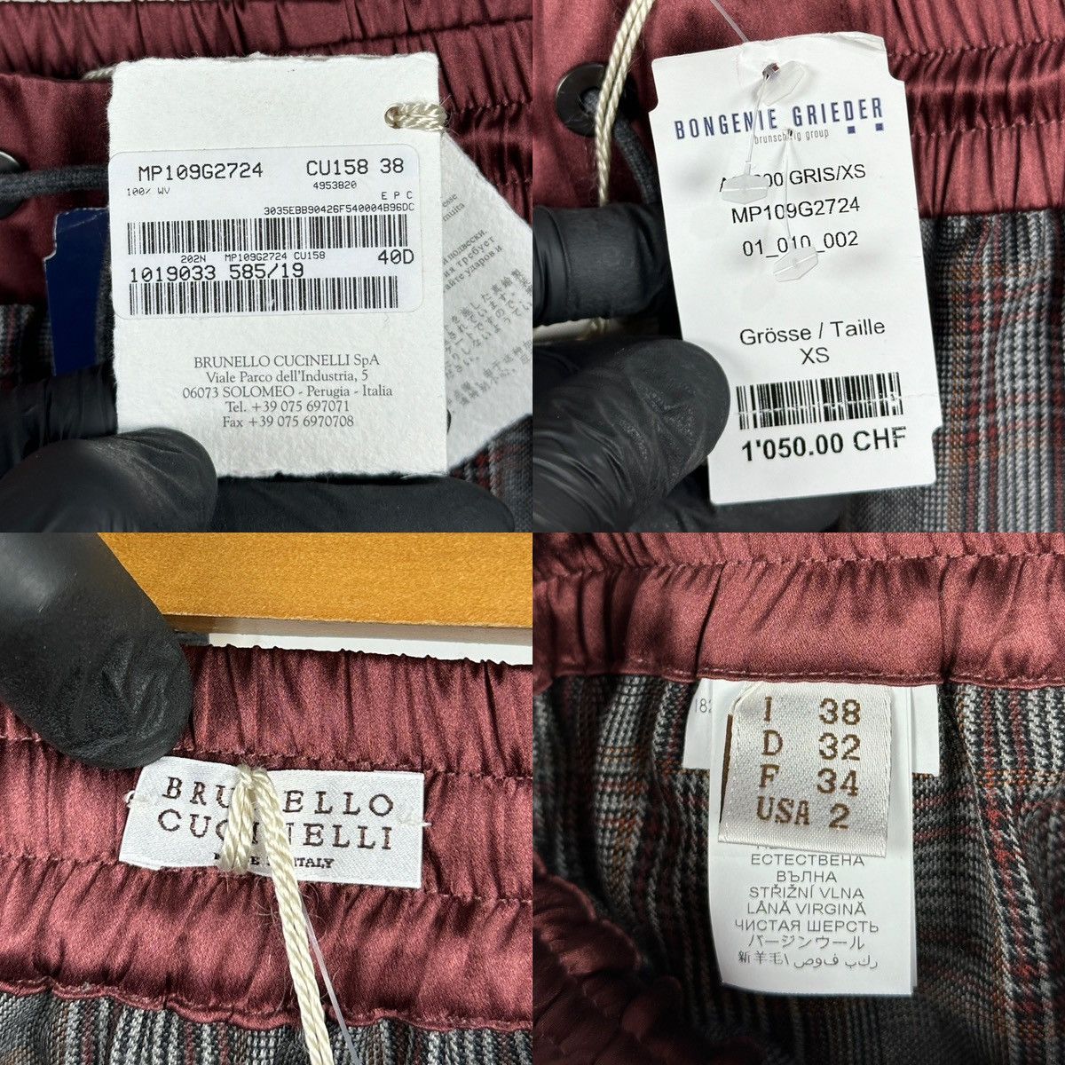 Brunello Cucinelli NWT! Brunello Cucinelli Wool/Silk Checkered Midi Skirt Size 26" / US 2 / IT 38 - 19 Thumbnail