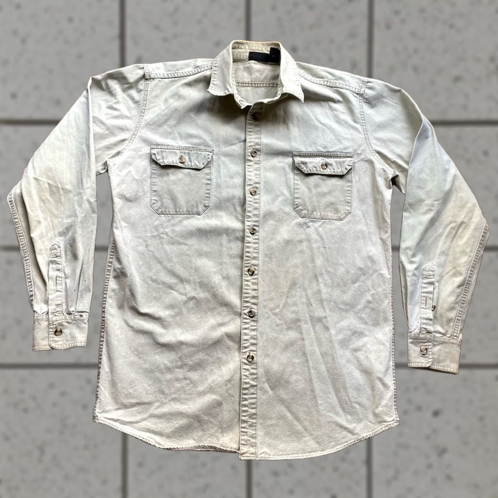 Patagonia VINTAGE Patagonia Canvas Work Shirt Mens LT Beige 90s Button-Up Long Sleeve Big & Tall Size US L / EU 52-54 / 3 - 1 Thumbnail