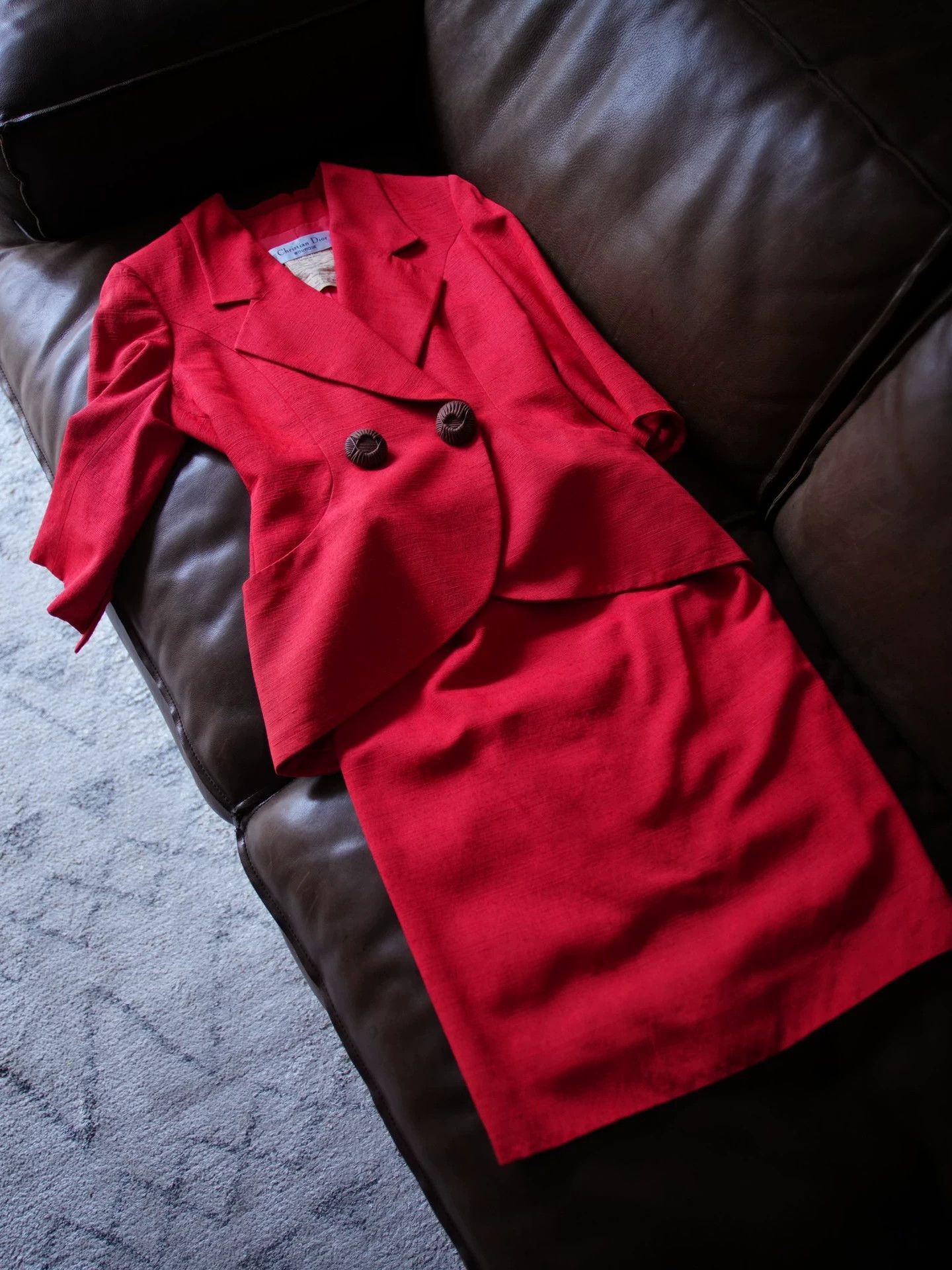 Dior Vintage Dior 1994 SS Runway Silk Red Suit Skirt Set Fr38 S/M Size S / US 4 / IT 40 - 3 Thumbnail