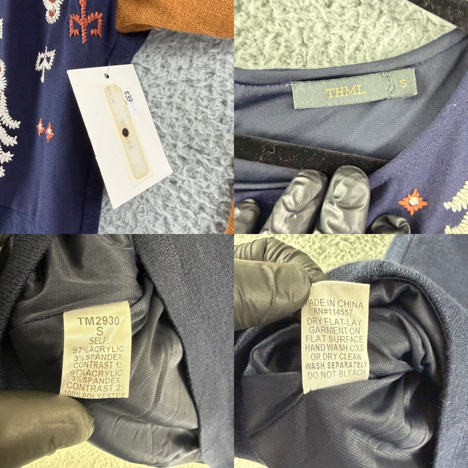 Vintage THML Dress Womens Small Blue Embroidered Long Sleeve Knit Back Zip Casual Short Size S / US 4 / IT 40 - 8 Thumbnail