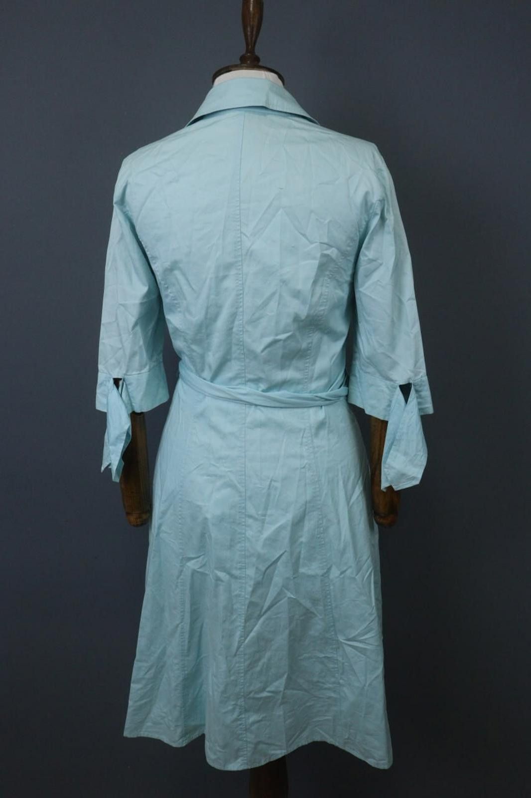 Polo Ralph Lauren Laurel Blue 100% Cotton Collared Belted Wrap Dress Size 36 Size M / US 6-8 / IT 42-44 - 10 Thumbnail