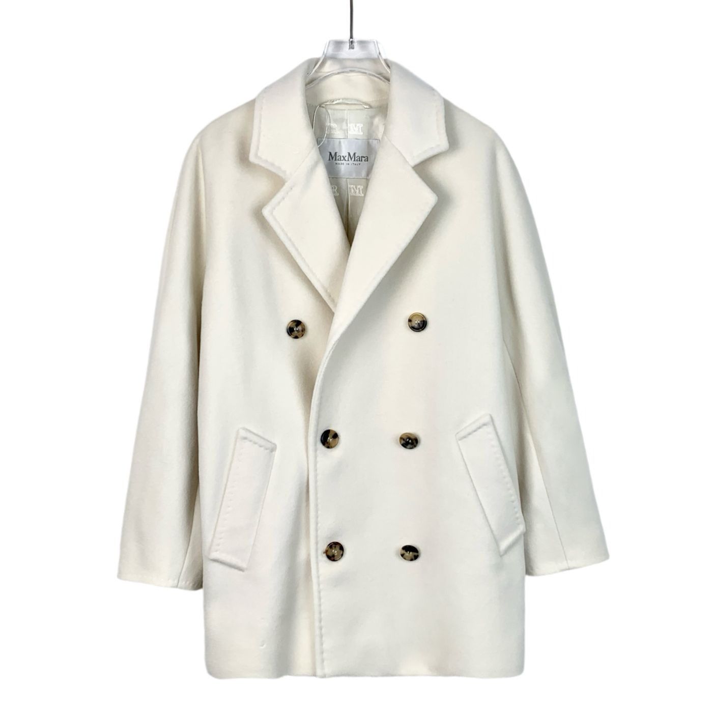 Max Mara MaxMara White Wool Double-Breasted Elegant Coat Size XS / US 0-2 / IT 36-38 - 1 Thumbnail