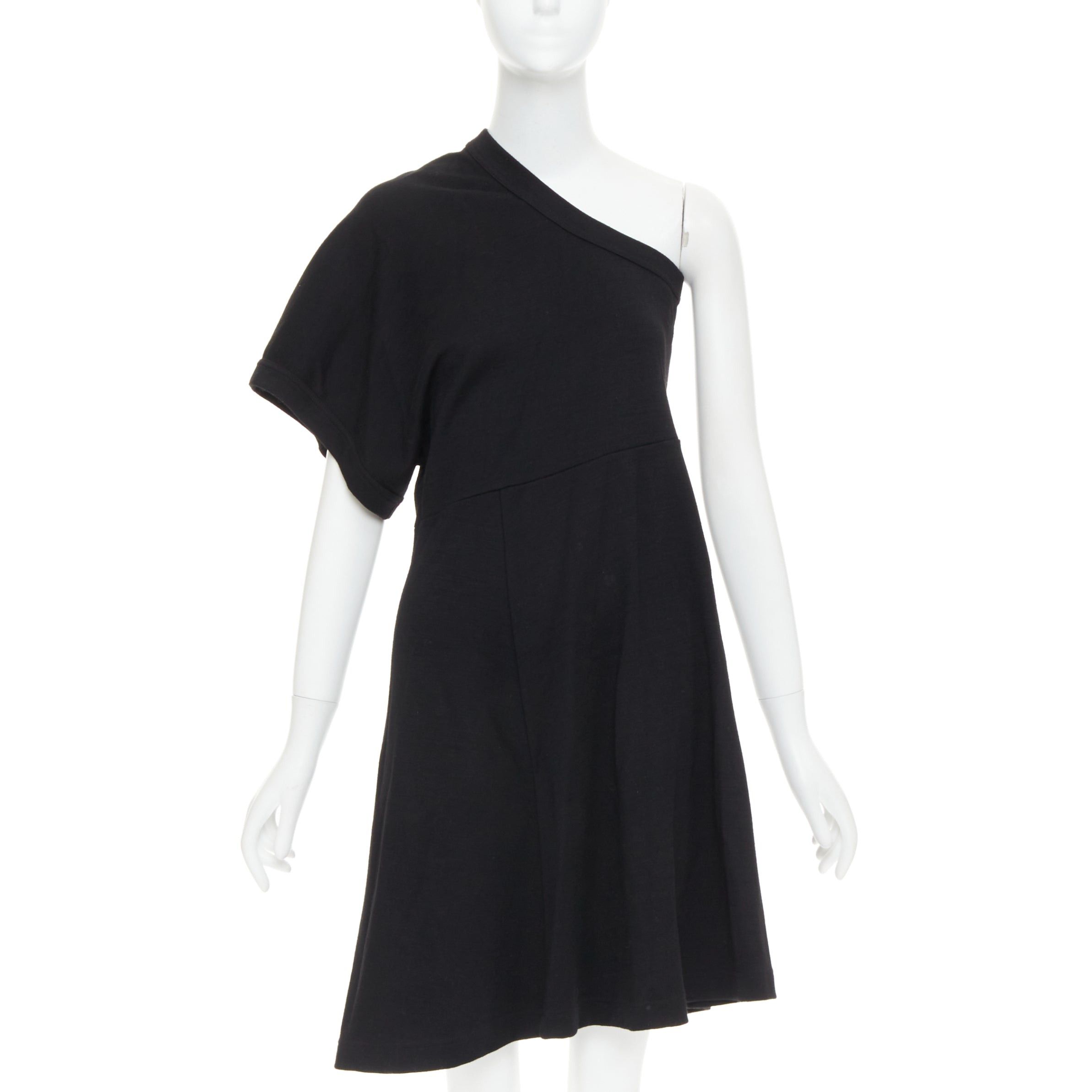 Comme des Garcons COMME DES GARCONS 2014 black 100% wool deconstructed t shirt one shoulder dress S Size S / US 4 / IT 40 - 1 Thumbnail