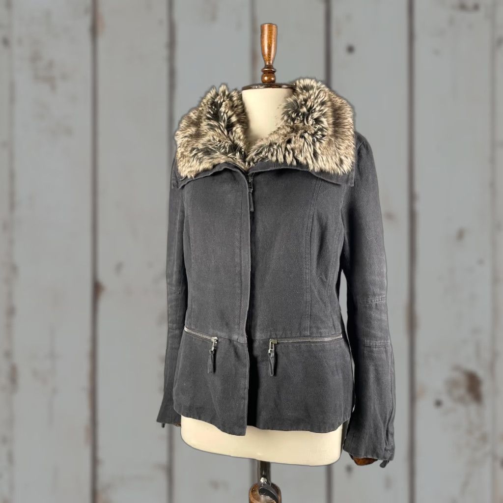 Vintage Annette Görtz Jacket Parka Womens Long Sleeve Black Ramie Zip Full Zip Size 40 Coat Size S / US 4 / IT 40 - 1 Thumbnail