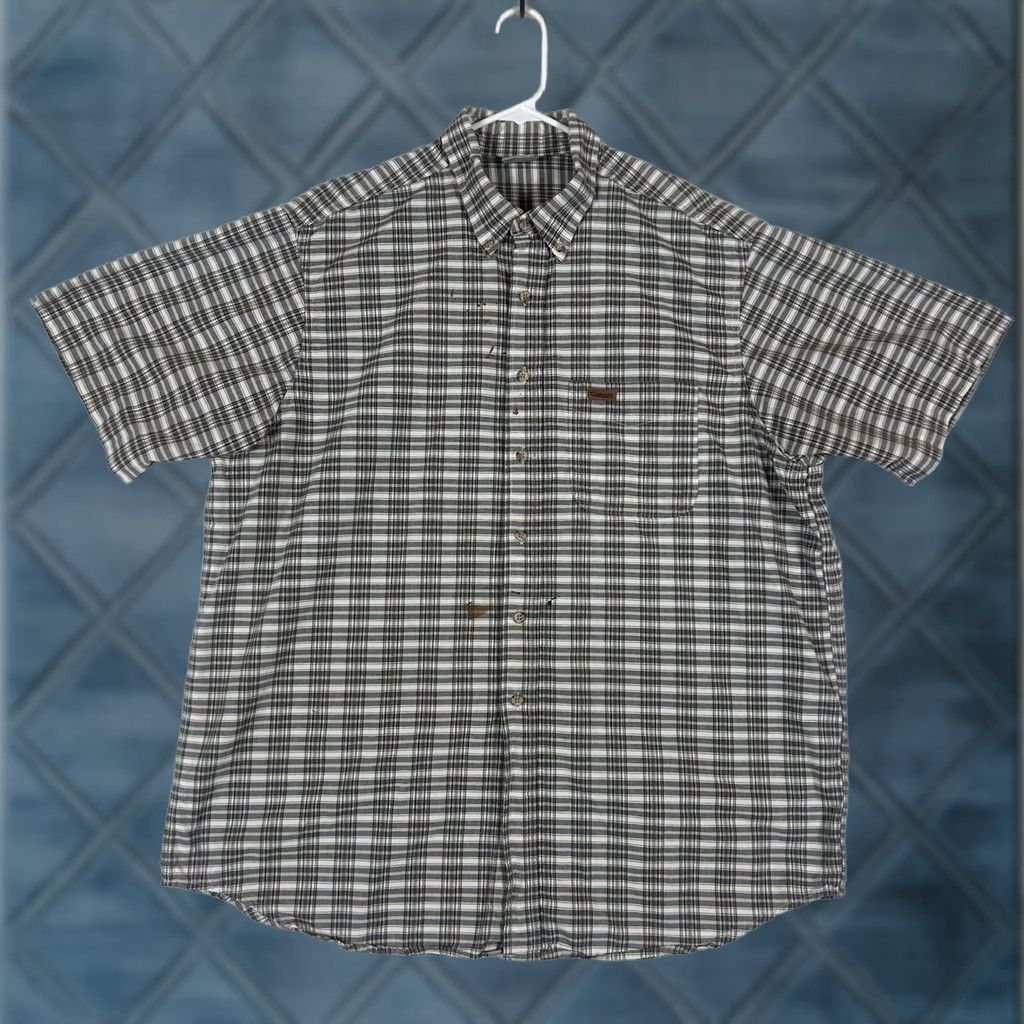 Carhartt Carhartt Mens Paint Stained Plaid Button Up Shirt 2XL Short Sleeve Workwear Tan Regular Size Thick Cotton Button-Down Collar Mens Size US XXL / EU 58 / 5 - 1 Thumbnail