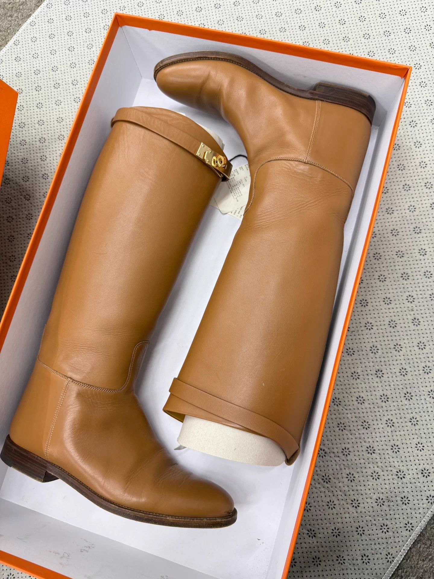 Hermes Hermes Kelly Boots Brown Gold Buckle 38 Size US 7 / IT 37 - 1 Thumbnail