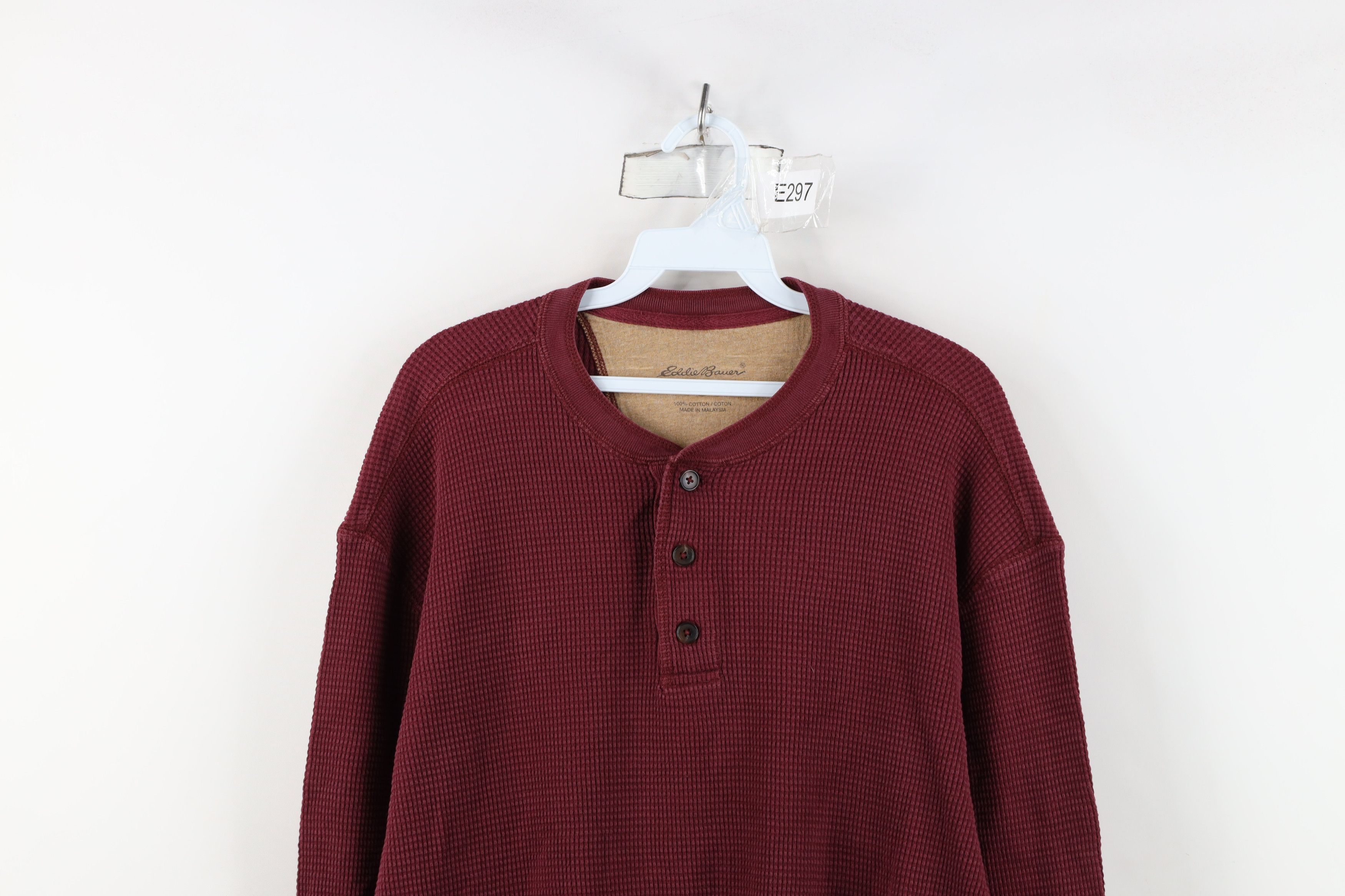 Eddie Bauer Vintage Eddie Bauer Thermal Waffle Knit Henley T-Shirt Red Size US XL / EU 56 / 4 - 2 Thumbnail