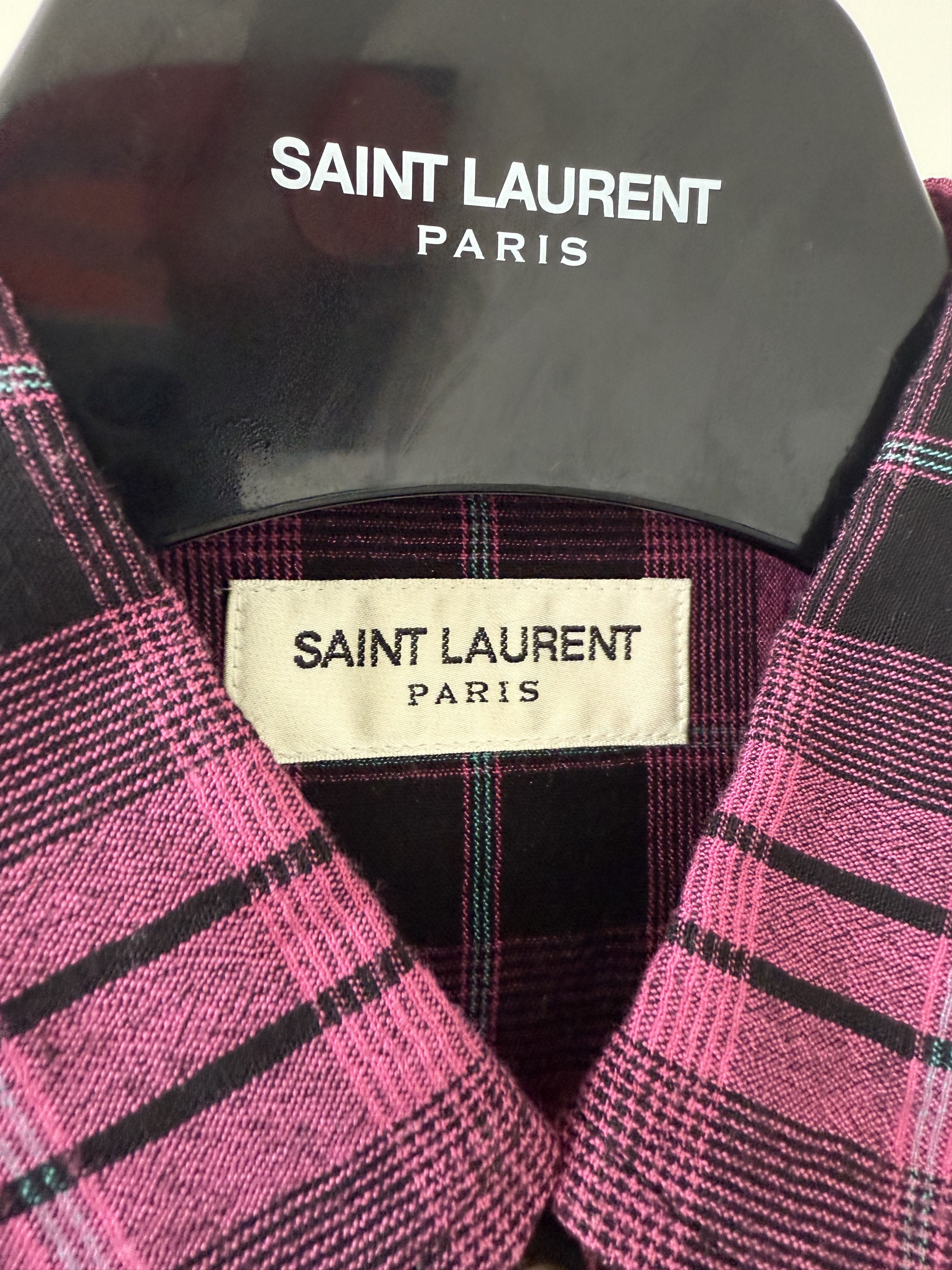 Saint Laurent Paris Saint Laurent Pink Check Shirt Size US S / EU 44-46 / 1 - 9 Thumbnail