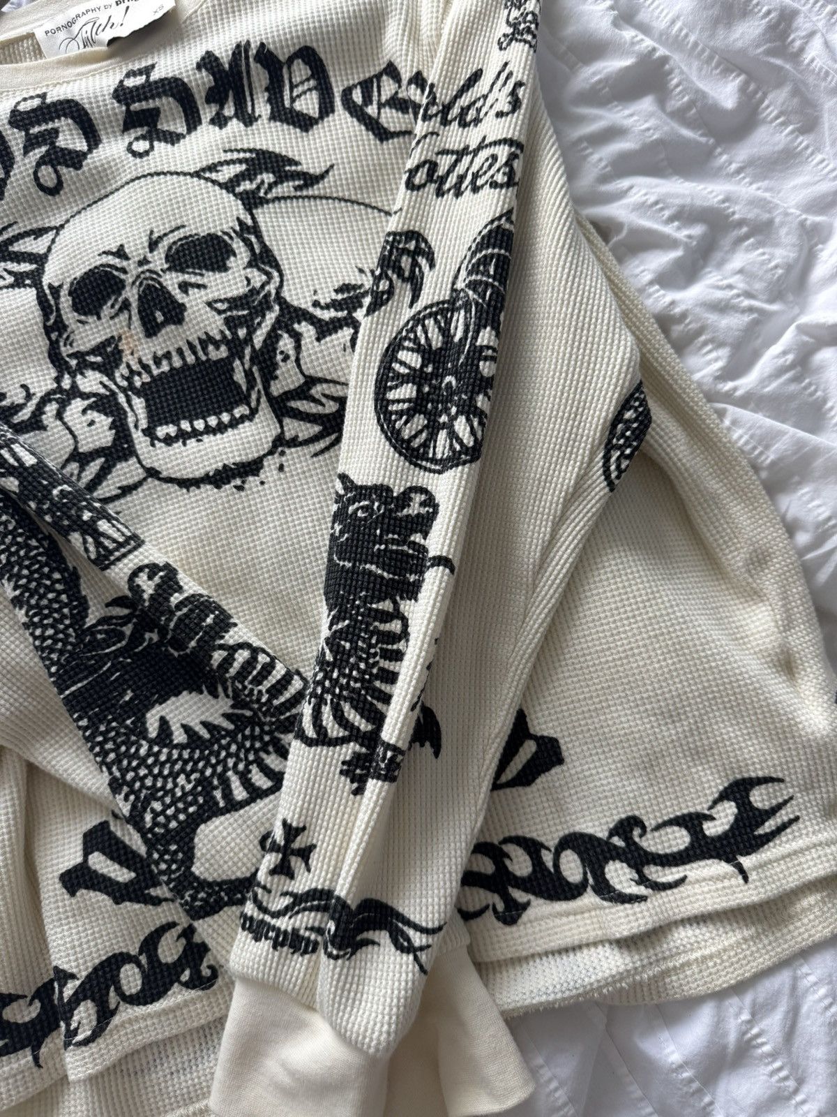 Other Club Prngrphy Tattoo Waffle Knit Long Sleeve Size US XS / EU 42 / 0 - 3 Thumbnail