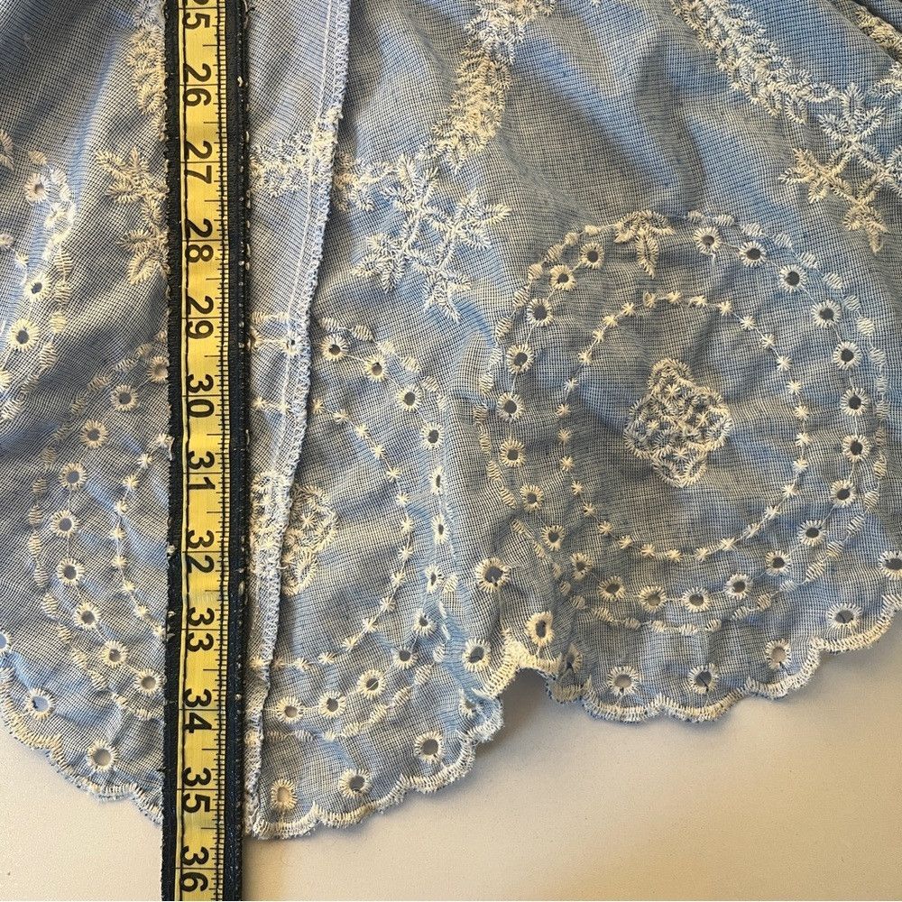 Designer Boutique Blue White Embroidered Floral Long 3/4 Sleeves Size ONE SIZE - 5 Thumbnail