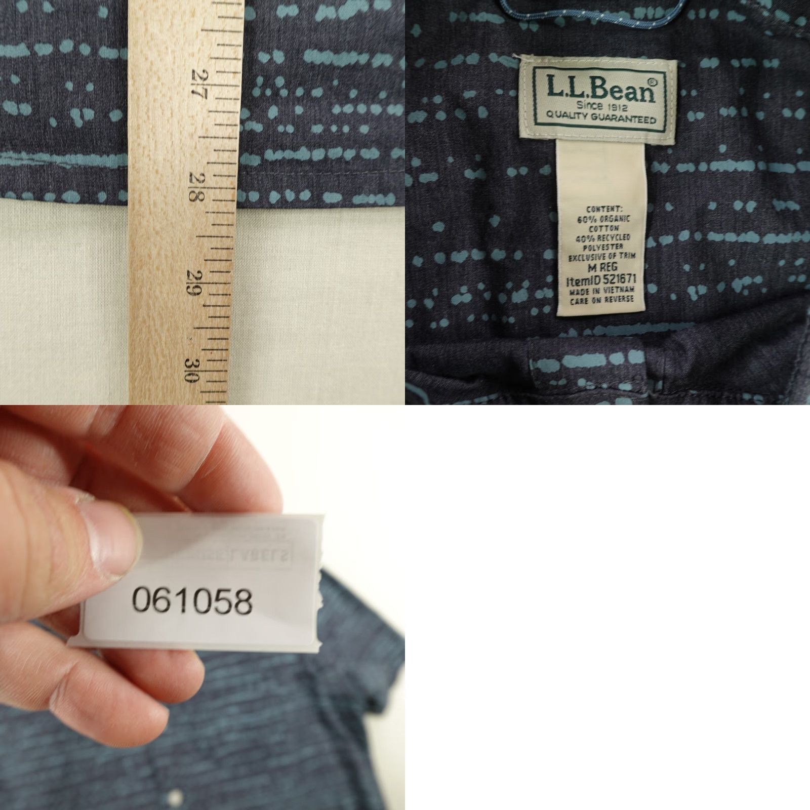 Vintage LL Bean Shirt Mens M Blue Button-Up Casual Travel Workwear Men's Medium Blue Geometric Pattern Pockets Outdoor Button-Up Shirt Size US M / EU 48-50 / 2 - 8 Thumbnail