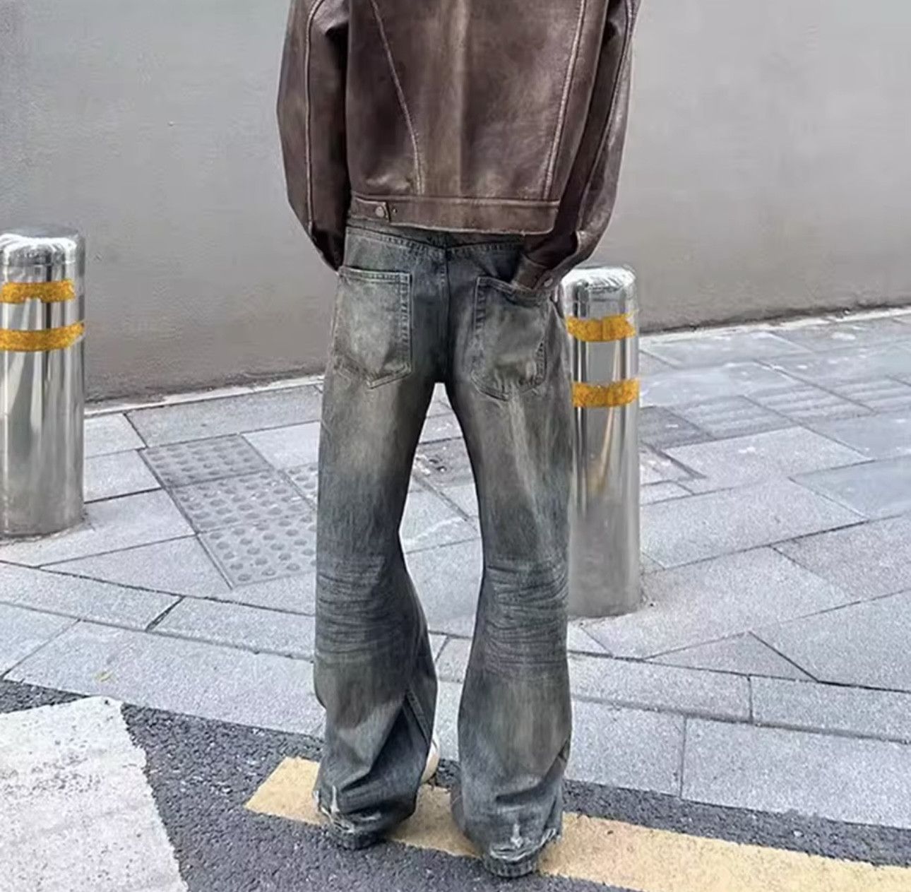 Denime × Vintage Harajuku Streetwear Washed Dirty Baggy Blue Jeans Size US 31 - 2 Thumbnail
