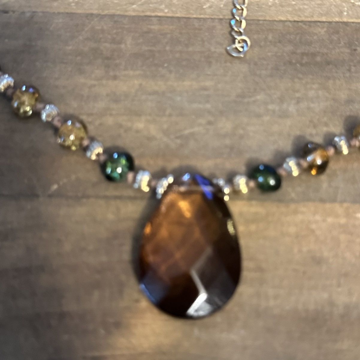 Other Amber and green glass bead pendant necklace Size ONE SIZE - 3 Thumbnail