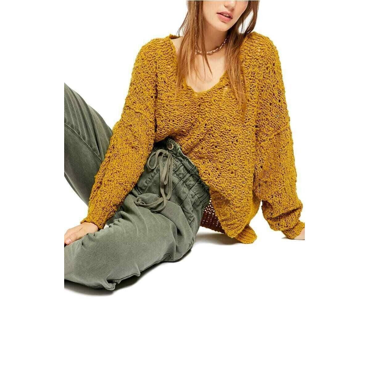 Free People Free People Sunday Shore Pullover Sweater, Gold Show, Size S Size S / US 4 / IT 40 - 1 Thumbnail