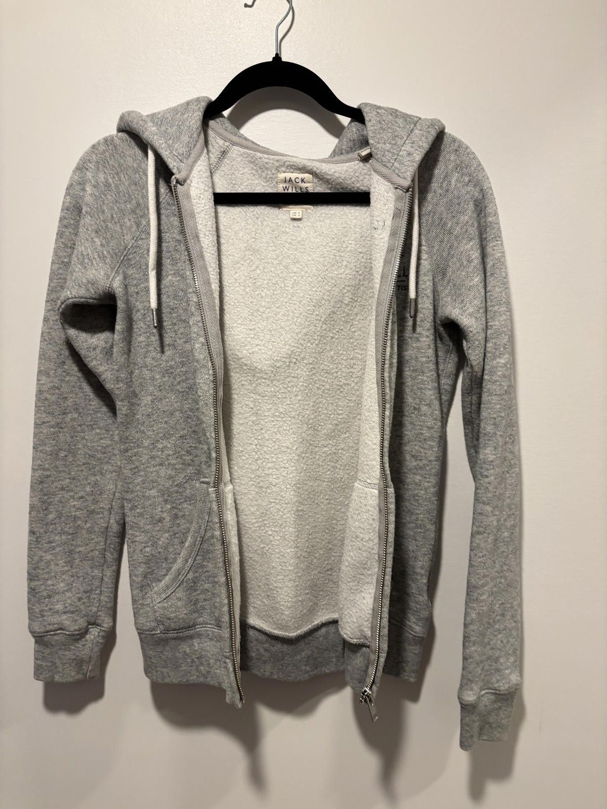 Jack Wills Jack Wills Gray Zip-Up Hoodie with Drawstring Hood Size S / US 4 / IT 40 - 5 Thumbnail