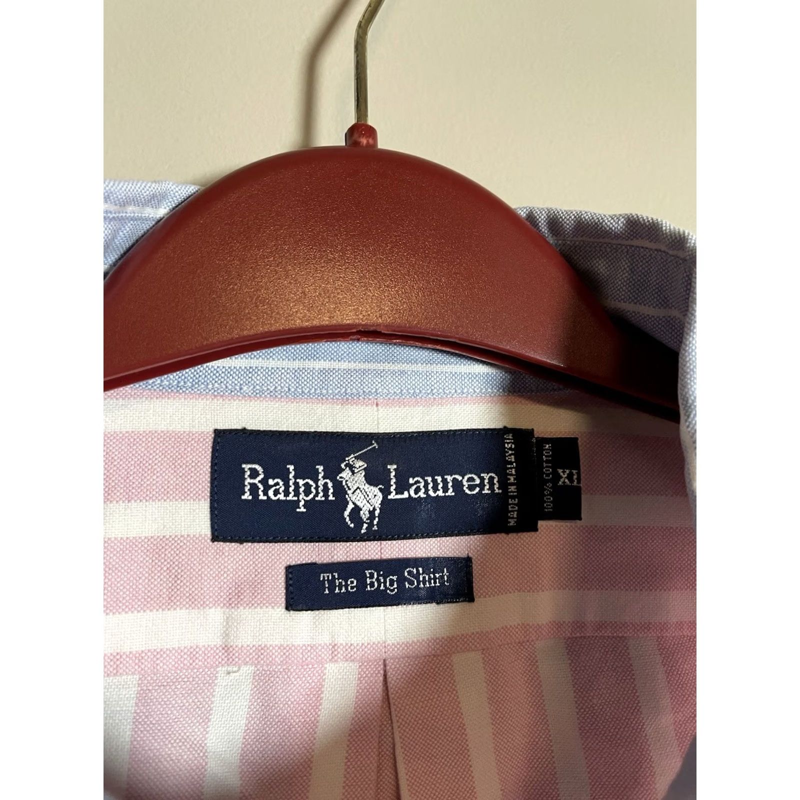 Polo Ralph Lauren VINTAGE Polo Ralph Lauren Shirt Big & Tall XL Mens Striped Pink Blue Cotton Button-Up Collared Long Sleeve 90s Retro Classic Preppy Size US XL / EU 56 / 4 - 3 Thumbnail