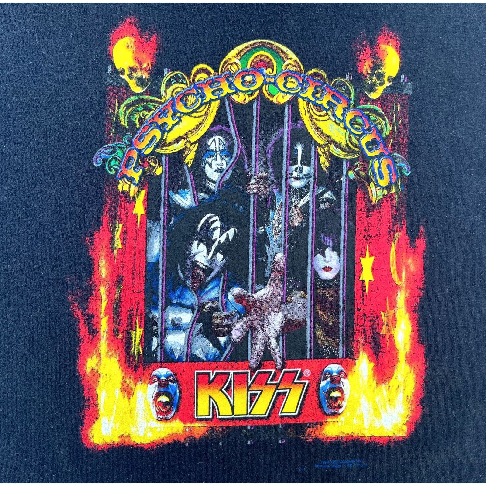 Fruit Of The Loom Vintage Kiss Psycho Circus Band T-Shirt - Black - Short Sleeve - 2XL Size US XXL / EU 58 / 5 - 3 Thumbnail
