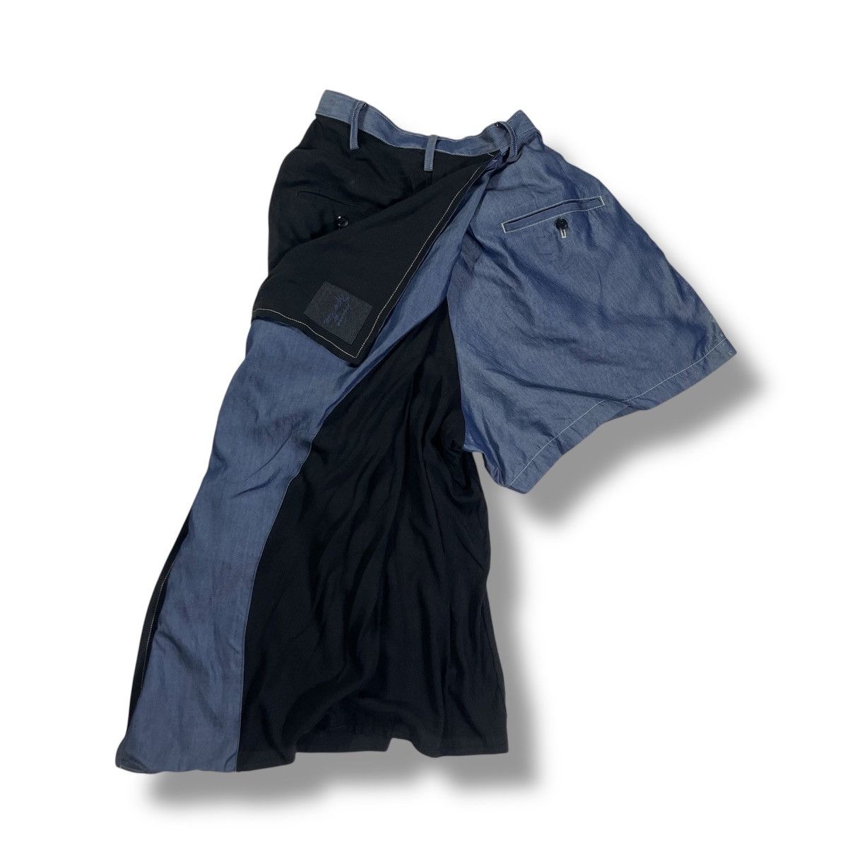 Yohji Yamamoto Rare! Yohji Yamamoto Split Denim Wide Asymmetrical Pant Size 28" / US 6 / IT 42 - 4 Thumbnail