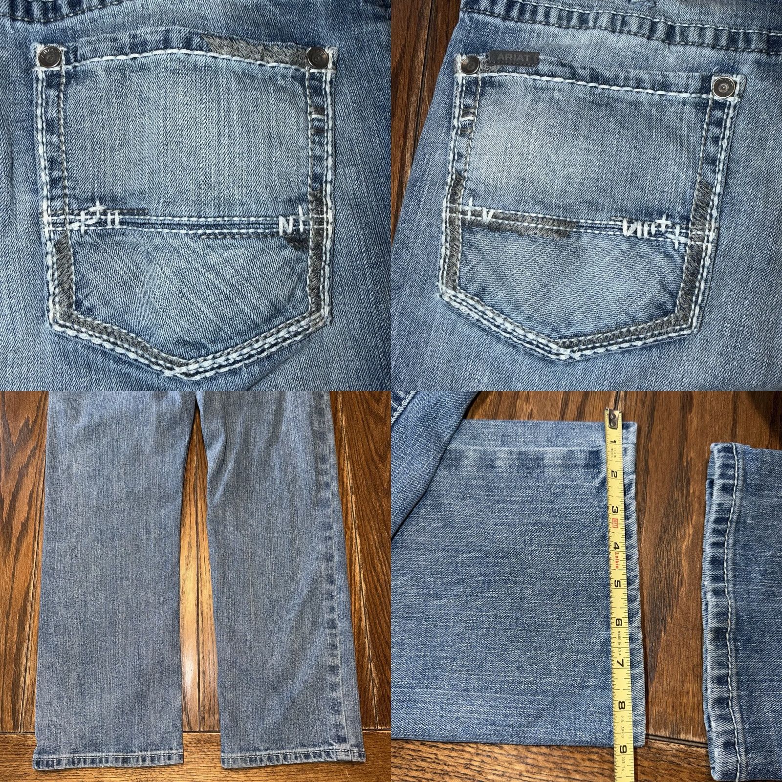 Ariat Ariat M2 Boot Cut Jeans Mens 38x32 Blue Relaxed Fit Traditional Thick Stitch Denim Jeans Size US 38 / EU 54 - 9 Thumbnail
