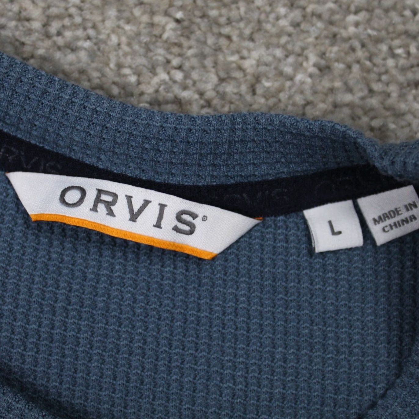 Orvis Orvis Shirt Mens Large Blue Waffle Knit Cotton/Polyester Long Sleeve Pullover Size US L / EU 52-54 / 3 - 7 Thumbnail