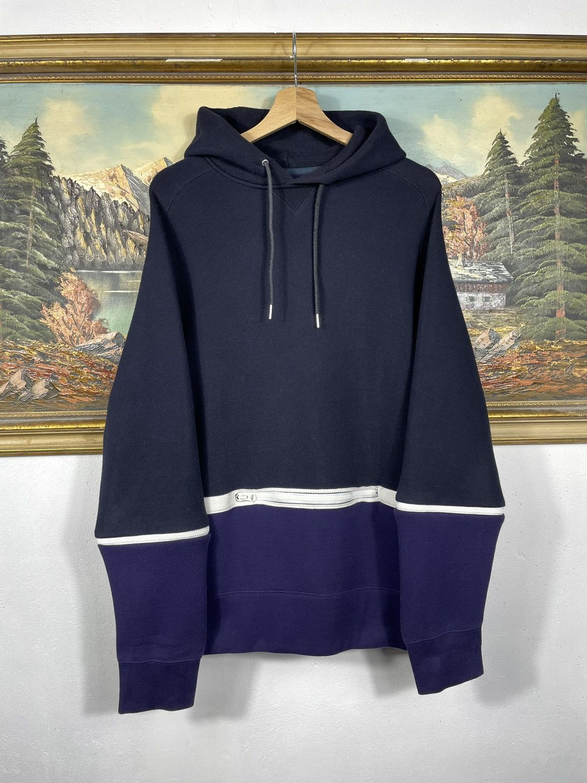 Designer × Japanese Brand × Sacai Sacai Navy Sponge Hoodie Sweatshirt Japanese Band Size US L / EU 52-54 / 3 - 1 Thumbnail