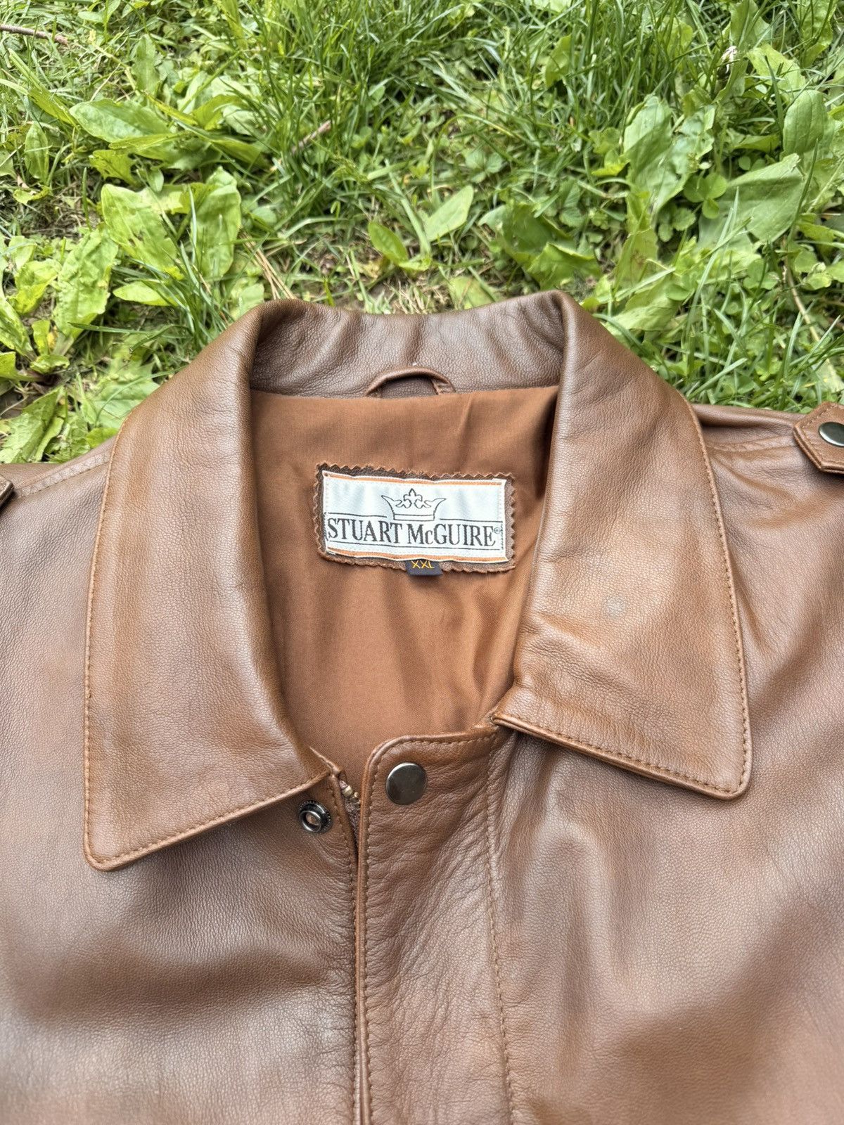 Stuart McGuire VTG Stuart Mcguire Brown Leather Jacket Size XL Size US XL / EU 56 / 4 - 5 Thumbnail