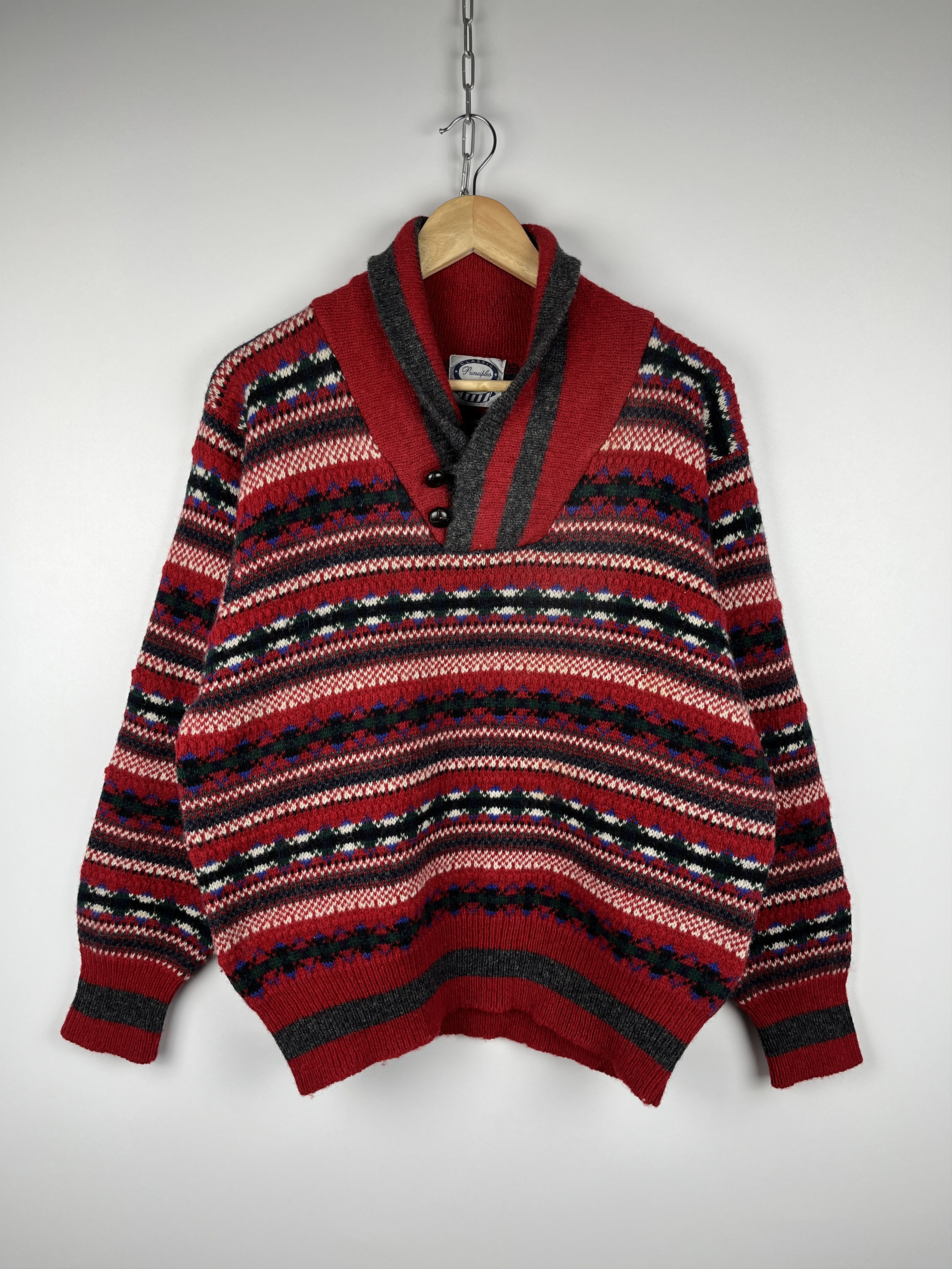 Vintage Vintage Principles Shetland Wool Isle Shawl Sweater Jumper Size US S / EU 44-46 / 1 - 1 Thumbnail