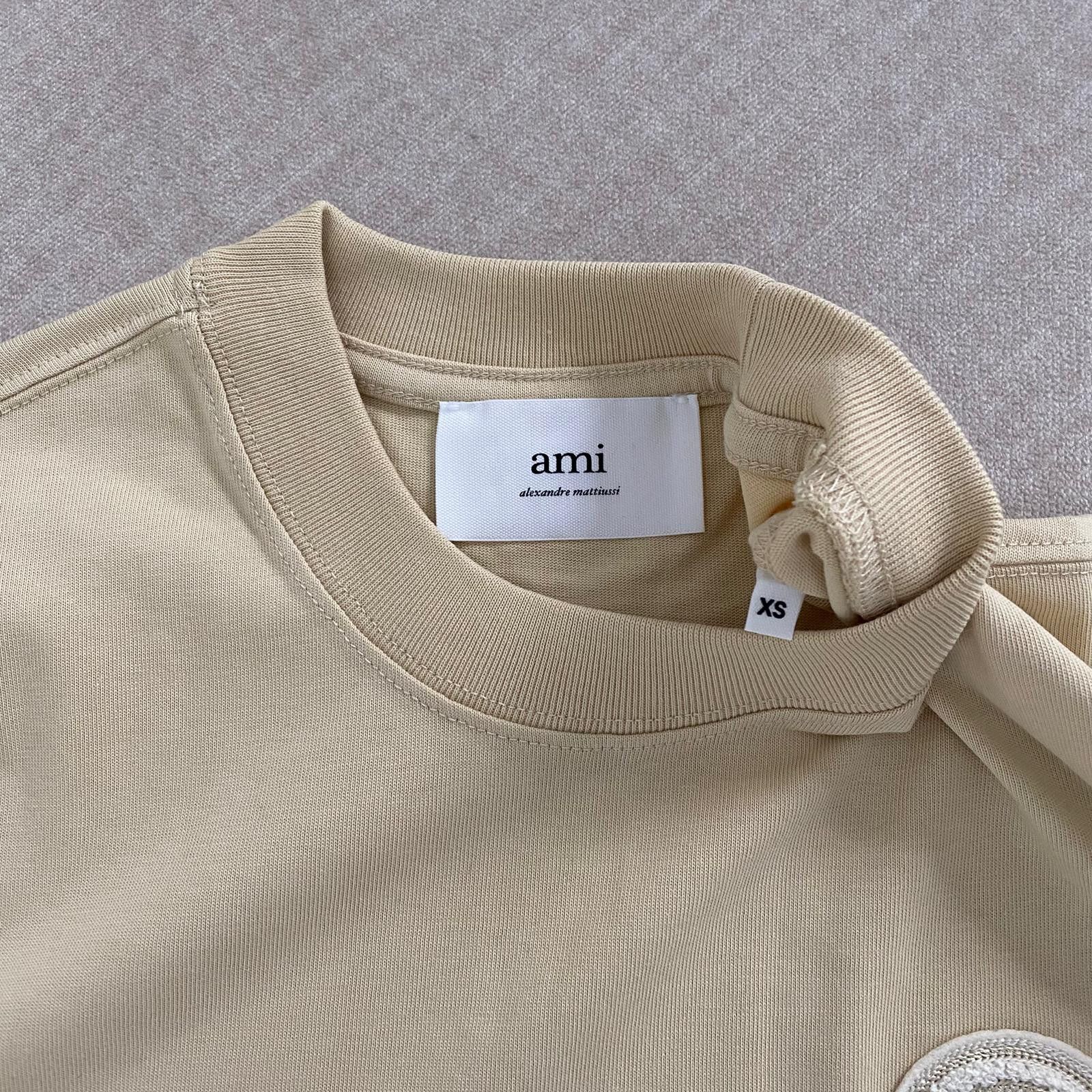 AMI SSENSE Exclusive Beige Ami de Couer Logo Oversized T-Shirt Size US XS / EU 42 / 0 - 4 Thumbnail