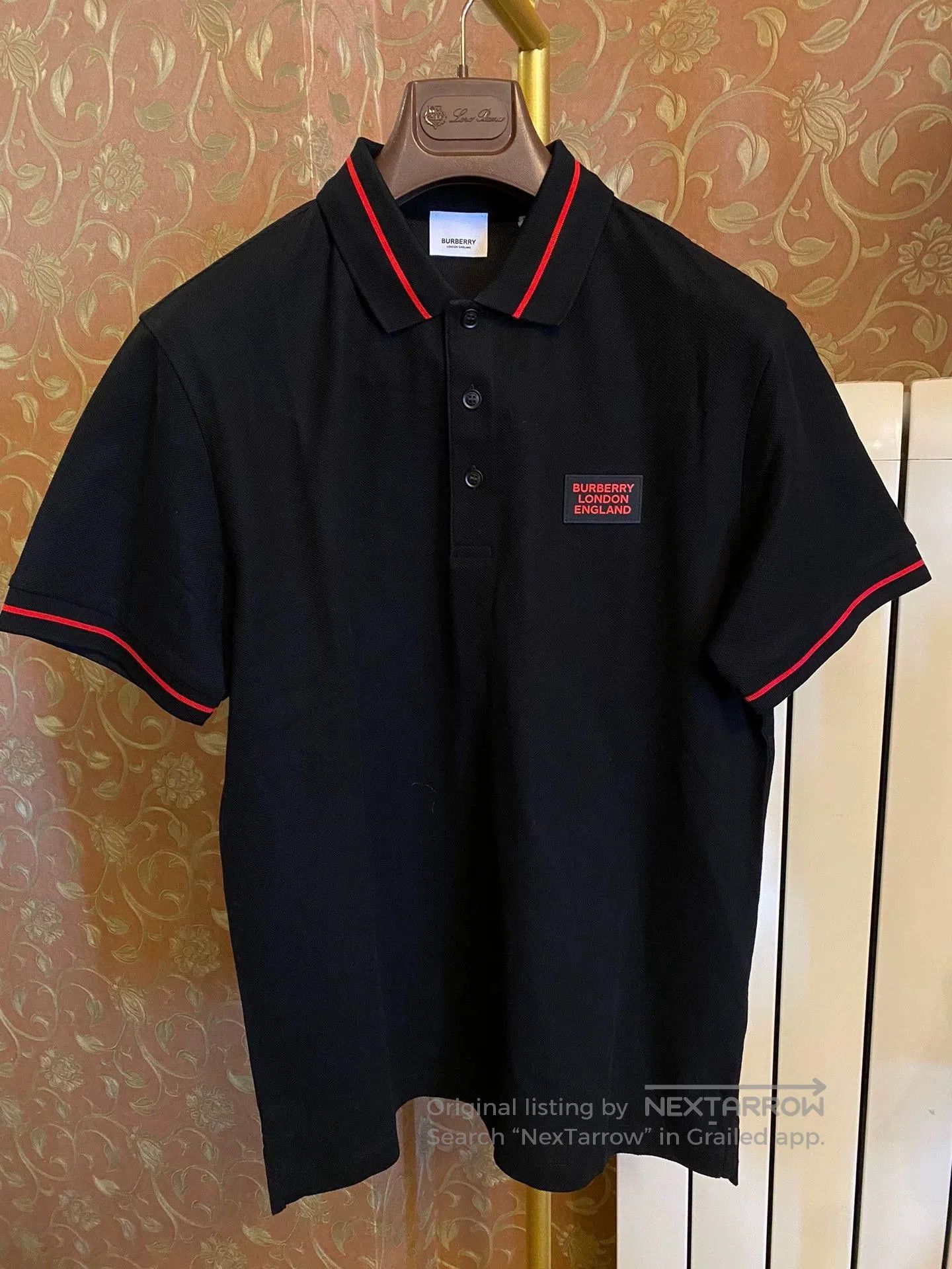 Burberry Black Polo Shirt with Red Trim . Size US M / EU 48-50 / 2 - 1 Thumbnail