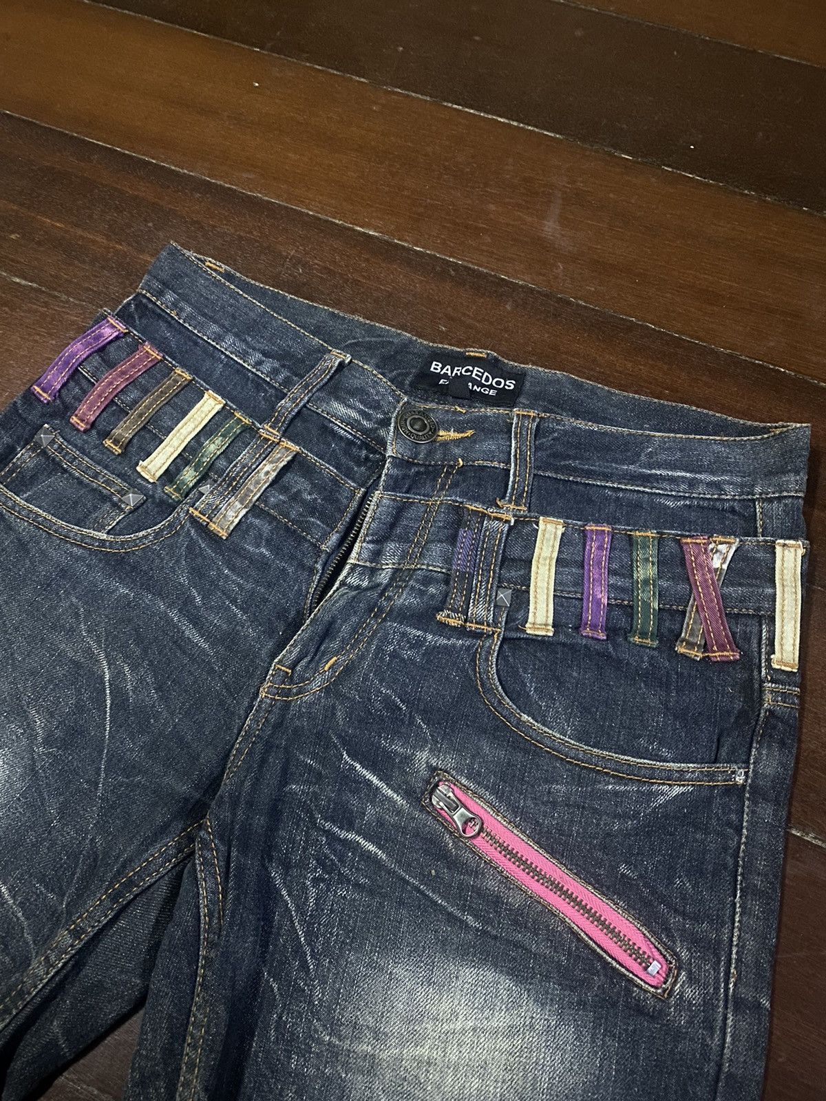 Designer × Japanese Brand Fire 🔥 BARCEDOS EXCHANGE double waist short jeans Size US 31 - 6 Thumbnail