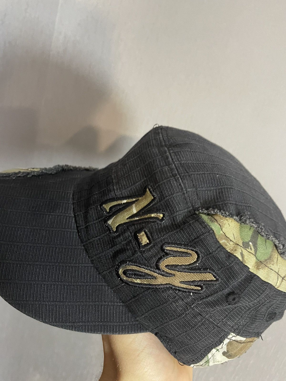 Japanese Brand Vintage Distressed New York Black Camo Army Camp Cap Size ONE SIZE - 7 Thumbnail